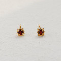 wholesale S925 gold-plated silver Japanese minimalist versatile lab-grown ruby stud earrings delicate mini earring set-0-2