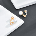 wholesale [gold-plated, sterling silver] Ins style pearl earrings, new jewelry source manufacturer wholesale, bread bead white topaz ear clips-0-0