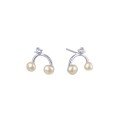wholesale 925 Sterling Silver Freshwater Pearl Ear Studs for Women, Minimalist Small Single Diamond Mochi Pearl Geometric Earrings-0-4