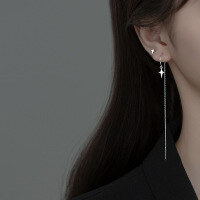 wholesale S925 silver Korean-style sweet asymmetrical earrings, minimalist four-pointed star, elegant and fresh earrings M00083-S925 silver pair>925 silver