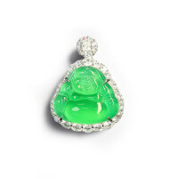 wholesale 925 Silver Drop Chain with High-Carbon Diamond and Natural Chalcedony, New Chinese Oriental Aesthetic Buddha Pendant Featuring Lotus Carving on the Back-Natural chalcedony single pendant without chain>925 silver