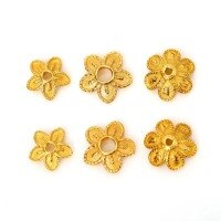 wholesale Gold-plated Silver Antique Flower Bead Cap, S925 Sterling Silver Gold-plated 9mm Spacer, Vintage Gold Components for DIY Bracelet Bead Stringing-A pair of small five-petal flowers