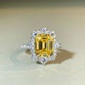 wholesale S925 Sterling Silver Song Song Princess Square Zirconia High Carbon Diamond Yellow Diamond Box Ring for Women, Does Not Fade-0-0