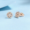 wholesale S925 Sterling Silver with Moissanite and Champagne Gold Plating, Small and Exquisite Floral Shape Earrings for Girlfriend, Unique and Versatile Cute Style-0-1