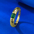 wholesale S925 Gold-Plated Silver 4*5mm Green Diamond Ring, European and American New Style, Elegant and Fairness-Enhancing Women's Ring-0-3
