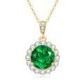 S925 Silver Round Teardrop Emerald-Like Pendant Necklace, Cross-Border Bestseller-0-3