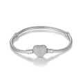 wholesale S925 Sterling Silver Pan's Heart-shaped Zircon Bracelet DIY Accessories Full Diamond Love Clasp Snake Chain Women's Jewelry Full Diamond-0-6