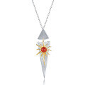 wholesale S925 Sterling Silver Sun Goddess Pendant Necklace with Red Agate, Designer New Collection Light Luxury Jewelry-0-4