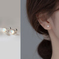 wholesale S925 Silver Round Light Bead Synthetic Ear Studs for Women, Japanese and Korean Style Small Fresh Minimalist Ear Accessories G6939-0-1