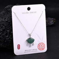 Metal Alloy Crystal Butterfly Necklace and Earring Set-S925 Sterling Silver + Jadeite NA-0095B 925 Silver
