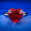 wholesale S925 silver 4ct heart-shaped 10*10 high-carbon diamond red ring, love minimalist and elegant-0-5