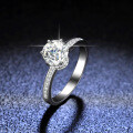 925 Sterling Silver Moissanite Six-Prong Crown Ring for Women Wholesale-0-3