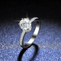 925 Sterling Silver Moissanite Six-Prong Crown Ring for Women Wholesale-1 carat (empty)  11 yards