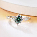 wholesale S925 Silver Green Moissanite 1 Carat Light Arm Angel's Kiss Ring with GRA Certificate Light Luxury Gemstone Ring-0-3