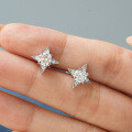 S925 Sterling Silver Moissanite Snowflake Diamond Earrings-0-2