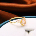 wholesale S925 Silver Plated 14K Gold Pink Crystal Natural Pearl Adjustable Open Ring Japanese Light Luxury Jewelry Cherry Blossom Set-0-1