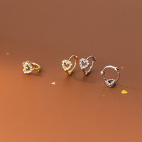 wholesale 925 Sterling Silver Hollow-Out Heart Earrings Sweet and Simple Elegant Diamond-Inlaid Anti-Loss Heart-Shaped Lovely Ear Clips M00225-S925 silver pair gold 925 silver