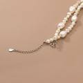 wholesale S925 silver irregular Baroque pearl necklace for women, Korean-style simple and elegant beaded neck accessory D9279-0-4