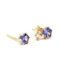 wholesale Metal Material: S925 Sterling Silver Gold Plated New Snow Star Set Earrings Tanzanite Ear Studs Women's Versatile Accessories Wholesale from Manufacturer-0-4