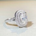 wholesale S925 Sterling Silver Moissanite Ring for Women, Wholesale Luxury Square Halo Ring with 4-Carat Fancy Shape Diamond-0-1