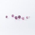 wholesale 925 Sterling Silver Minimalist and Delicate Four-Prong Pink Diamond Earrings, European and American Style Small and Fashionable Unisex Ear Accessories G9830-0-2