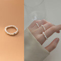 wholesale S925 Sterling Silver Pearl Stackable Ring, Light Luxury Niche Beaded Pearl Elastic Band Women's Ring J9610-0-0