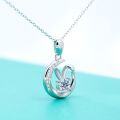 wholesale S925 Sterling Silver Moissanite Moon Rabbit Pendant Necklace for Women, Zodiac Year of the Twelve Animals, Versatile Wholesale-0-2