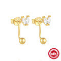wholesale S925 Sterling Silver French Bicolor Marquise Crystal & Rhinestone Reversible Stud Earrings-0-5