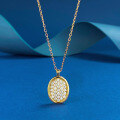 wholesale S925 Silver Gold Vintage Style Full Diamond-Encrusted Oval Pendant Necklace, Zhuzhifan Jewelry New Design, Light Luxury and Niche High-End-0-0