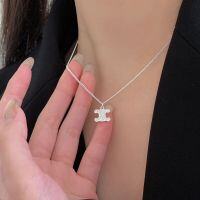 wholesale S925 Sterling Silver Chanel-style Double C Necklace for Women, Korean Dongdaemun New Small Luxury Versatile Collarbone Chain-Pure silver (40+5CM)