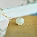 wholesale 18K Gold with certificate Jadeite Pendant Necklace, small and niche luxury style, designed with Hetian jade accessory-0-3