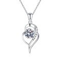 S925 Sterling Silver 1-Carat Moissanite Heart Pendant Necklace, Cross-Border Direct-0-3