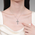 S925 Sterling Silver Full Moissanite Women's Cross Pendant Necklace, Fashionable and Versatile-0-2