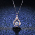 925 Silver Pendant with 05ct Moissanite, Women's Luxurious Moving Heart Necklace-0-4