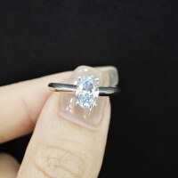 wholesale 18K Gold Plated Lab-Grown Diamond Ring Oval Cut 1 Carat Solitaire Engagement Ring with Real Diamond-18K Gold 1 Carat Cultured Diamond Ring Hong Kong Code No. 14