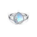 wholesale S925 Sterling Silver Cross-Border Hit Drop-Shaped Moonstone Ring for Women,-0-4