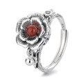 wholesale S925 silver vintage classic lotus flower design openable rotating creative ring-0-4