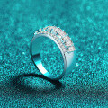 S925 Sterling Silver Full Moissanite Square Sugar Row Ring, Ins Light Luxury Exquisite Stackable Fashion Band-0-1