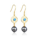 wholesale S925 Sterling Silver Gray Pearl Earrings, Elegant and Geometric Shape, Exquisite and Luxurious High-End Feel, Popular Earrings for Women-0-4
