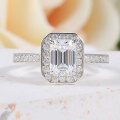 wholesale 18k gold plated S925 silver 1 carat emerald cut moissanite ring, finely crafted and fashionable moissanite ring for women-0-0