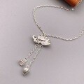 wholesale Silver Makers S999 Two Lives of Joy Lotus Tassel Necklace for Women, Chinese Style Minimalist Luxury Small Brand New Designer Collarbone Chain Trendy-0-1