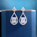 wholesale 925 Silver Metal Material, Zhuo Zhifan Jewelry 12t Rectangle 8*10 Earrings, European and American Luxury Style, High Carbon Diamond Earrings, Wholesale from Manufacturer-0-6