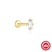 wholesale S925 Sterling Silver Geometric Colorful Diamond Fun Dinosaur Flat Threaded Ear Cartilage Stud-Single gold #2