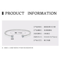 18K Gold Plated S925 Silver Moissanite Water Drop Bangle for Cross-Border Live Streaming-Open Bangle: White Gold  925 Silver