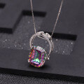wholesale 925 Sterling Silver Vintage Design Jewelry Banquet Matching Necklace with European and American Personality Colored Crystal Pendant-0-3