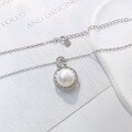 wholesale Sterling Silver Korean Style Elegant Freshwater Pearl Women's Versatile Niche Design Necklace Gift for Girlfriend or Mother Luxury Collarbone Jewelry-0-2