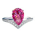 wholesale S925 Sterling Silver 2-Carat Pear-Shaped Crown Moissanite Women's Ring-0-16