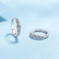 wholesale S925 Sterling Silver Full Moissanite Earrings, New Style Sparkling Star Ear Clips with Shimmering Effect-1.12 carat moissanite &gt; 925 silver