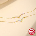 wholesale S925 Sterling Silver Unique Waterdrop Zircon Necklace, Korean Style Small Design Retro Advanced Non-duplicate Collarbone Chain-0-3