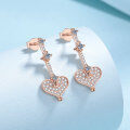 wholesale [Gold Plated] S925 Sterling Silver Moissanite Earrings Champagne Gold Ear Studs Heart Design Sweet Dangle Earrings Versatile High-End Feel-0-2